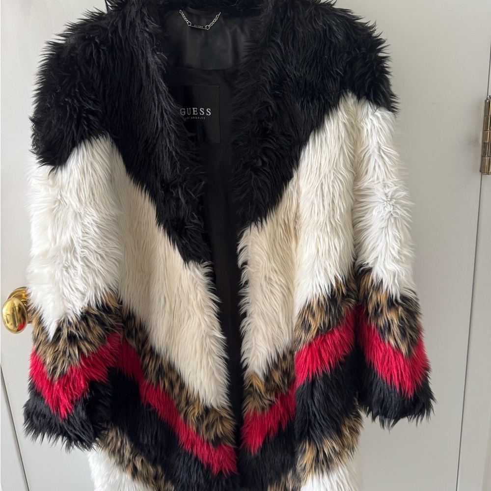 Guess Faux Fur Coat Plush Winter Wear